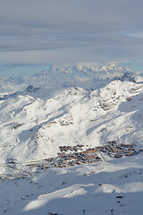 Image showing panoramic view  of winter mountains