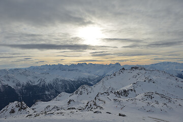 Image showing panoramic view  of winter mountains