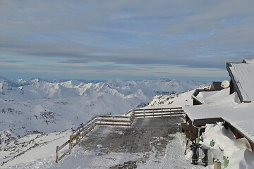 Image showing panoramic view  of winter mountains