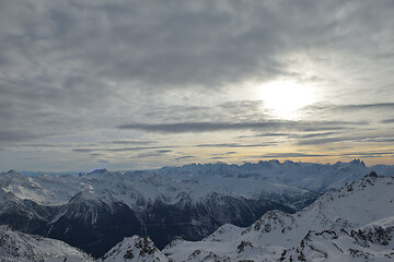 Image showing panoramic view  of winter mountains