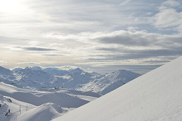 Image showing panoramic view  of winter mountains