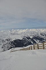 Image showing panoramic view  of winter mountains