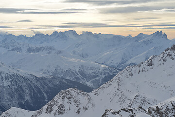 Image showing panoramic view  of winter mountains