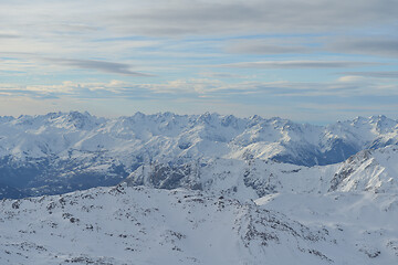 Image showing panoramic view  of winter mountains