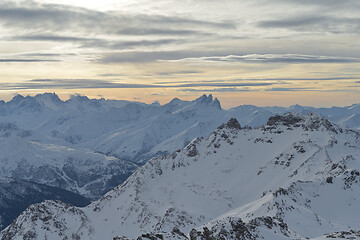 Image showing panoramic view  of winter mountains