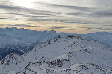 Image showing panoramic view  of winter mountains