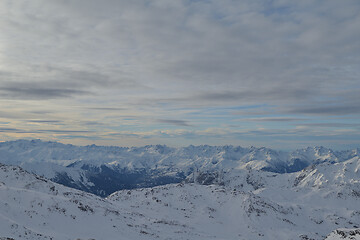 Image showing panoramic view  of winter mountains