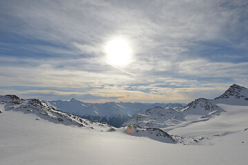 Image showing panoramic view  of winter mountains