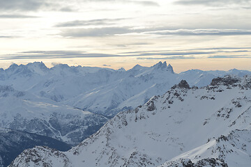 Image showing panoramic view  of winter mountains