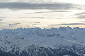 Image showing panoramic view  of winter mountains