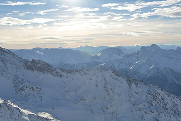 Image showing panoramic view  of winter mountains