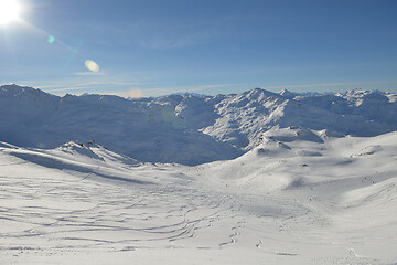 Image showing panoramic view  of winter mountains