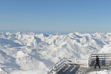 Image showing panoramic view  of winter mountains