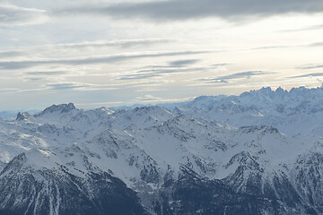 Image showing panoramic view  of winter mountains