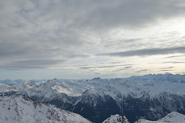 Image showing panoramic view  of winter mountains