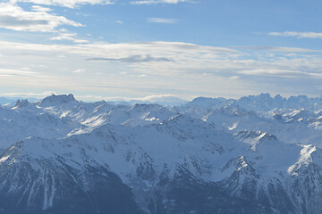 Image showing panoramic view  of winter mountains