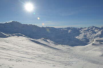 Image showing panoramic view  of winter mountains