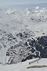 Image showing panoramic view  of winter mountains