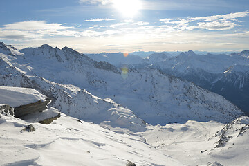 Image showing panoramic view  of winter mountains