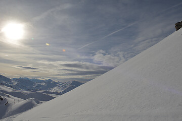 Image showing panoramic view  of winter mountains