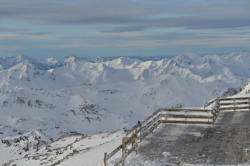 Image showing panoramic view  of winter mountains