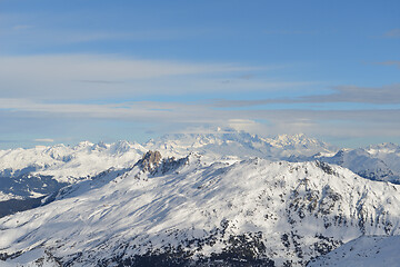 Image showing panoramic view  of winter mountains