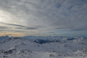 Image showing panoramic view  of winter mountains