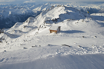 Image showing panoramic view  of winter mountains