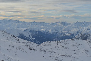 Image showing panoramic view  of winter mountains