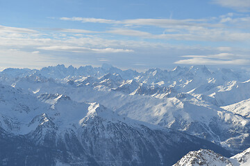 Image showing panoramic view  of winter mountains