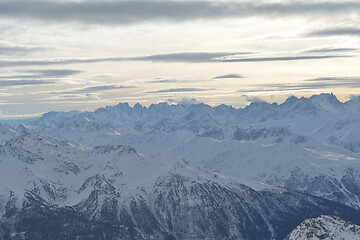 Image showing panoramic view  of winter mountains