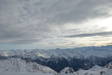 Image showing panoramic view  of winter mountains