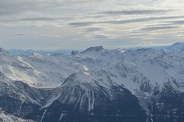 Image showing panoramic view  of winter mountains