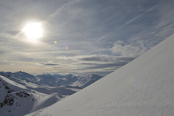 Image showing panoramic view  of winter mountains