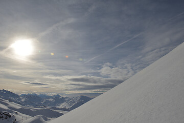 Image showing panoramic view  of winter mountains