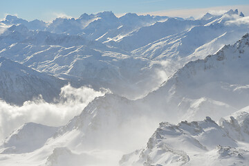 Image showing panoramic view  of winter mountains