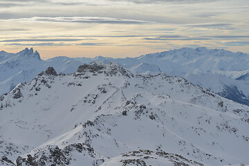 Image showing panoramic view  of winter mountains