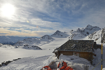 Image showing panoramic view  of winter mountains