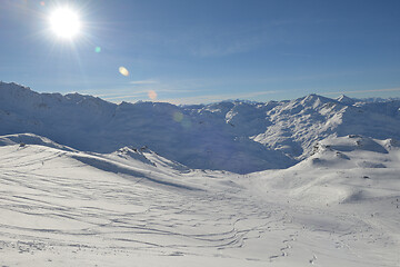 Image showing panoramic view  of winter mountains