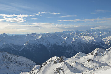 Image showing panoramic view  of winter mountains