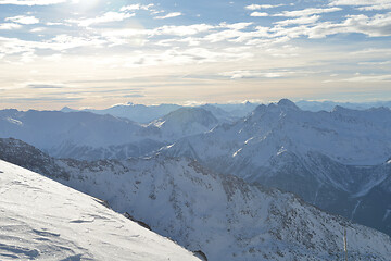 Image showing panoramic view  of winter mountains