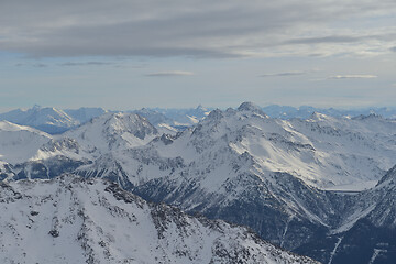 Image showing panoramic view  of winter mountains