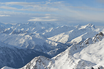 Image showing panoramic view  of winter mountains