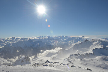 Image showing panoramic view  of winter mountains