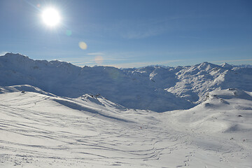 Image showing panoramic view  of winter mountains