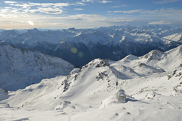 Image showing panoramic view  of winter mountains