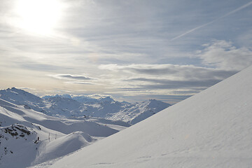 Image showing panoramic view  of winter mountains