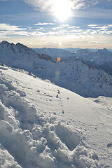 Image showing panoramic view  of winter mountains