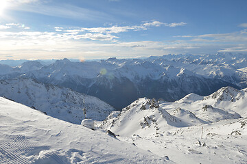 Image showing panoramic view  of winter mountains