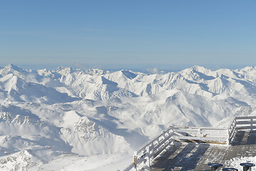 Image showing panoramic view  of winter mountains